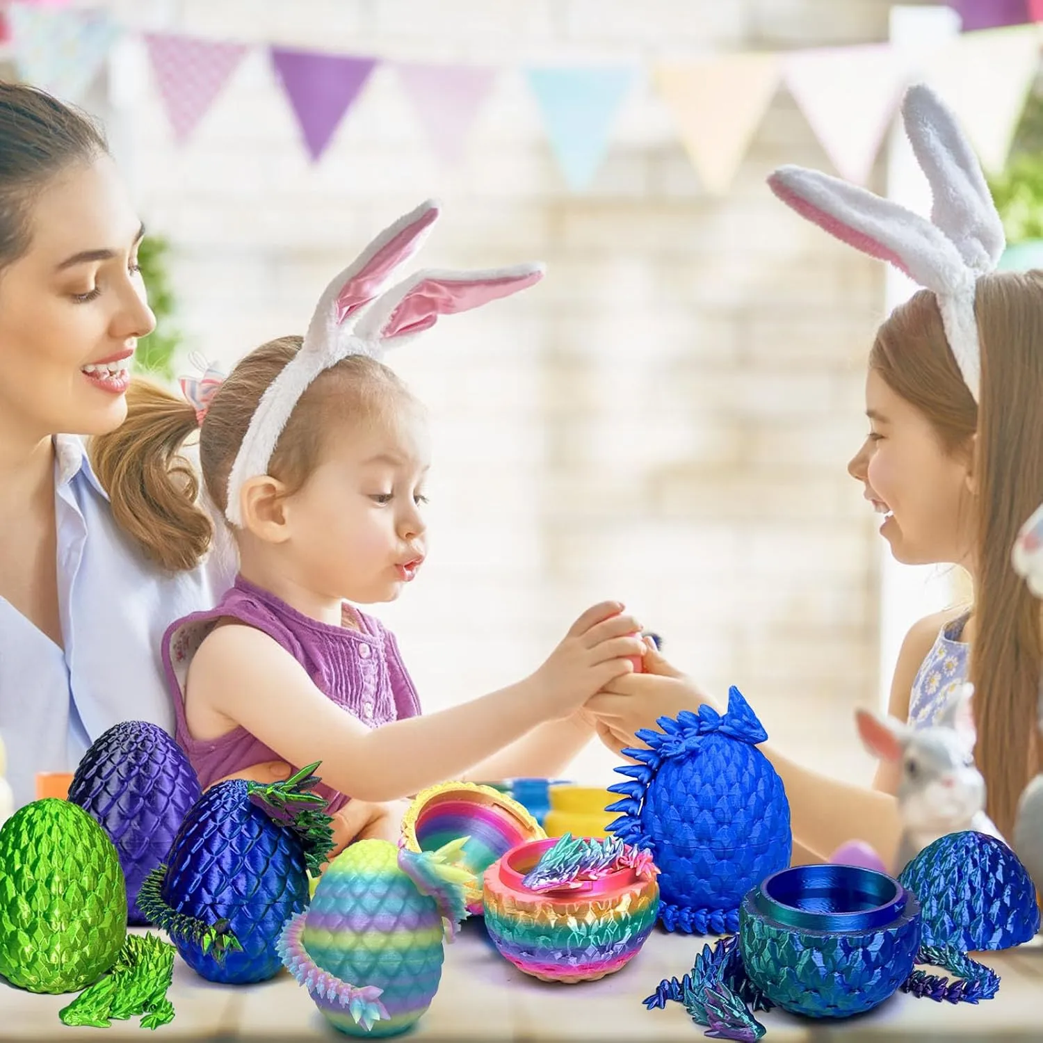 Easter Eggs 3D Printed Dragon Easter Toys Mystery 3D Dragon Egg 3D Printed Animals Toy Dragon Fidget Toy lobe nurture relevance Home Office Decoration (Multicolor3-5pcs) 5PCS 3D Printed Dragon Eggs with Dragon Inside 