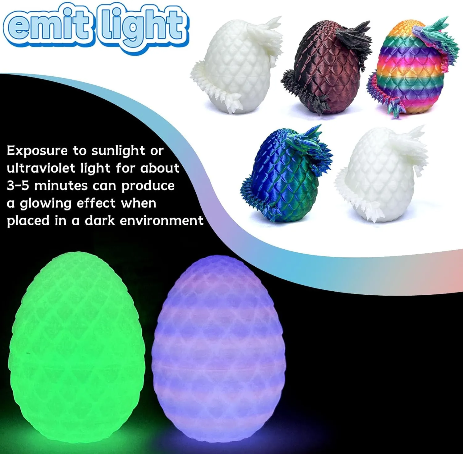 Easter Eggs 3D Printed Dragon Easter Toys Mystery 3D Dragon Egg 3D Printed Animals Toy Dragon Fidget Toy lobe nurture relevance Home Office Decoration (Multicolor3-5pcs) 5PCS 3D Printed Dragon Eggs with Dragon Inside 