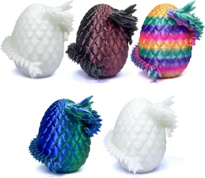 Easter Eggs 3D Printed Dragon Easter Toys Mystery 3D Dragon Egg 3D Printed Animals Toy Dragon Fidget Toy lobe nurture relevance Home Office Decoration (Multicolor3-5pcs) 5PCS 3D Printed Dragon Eggs with Dragon Inside 