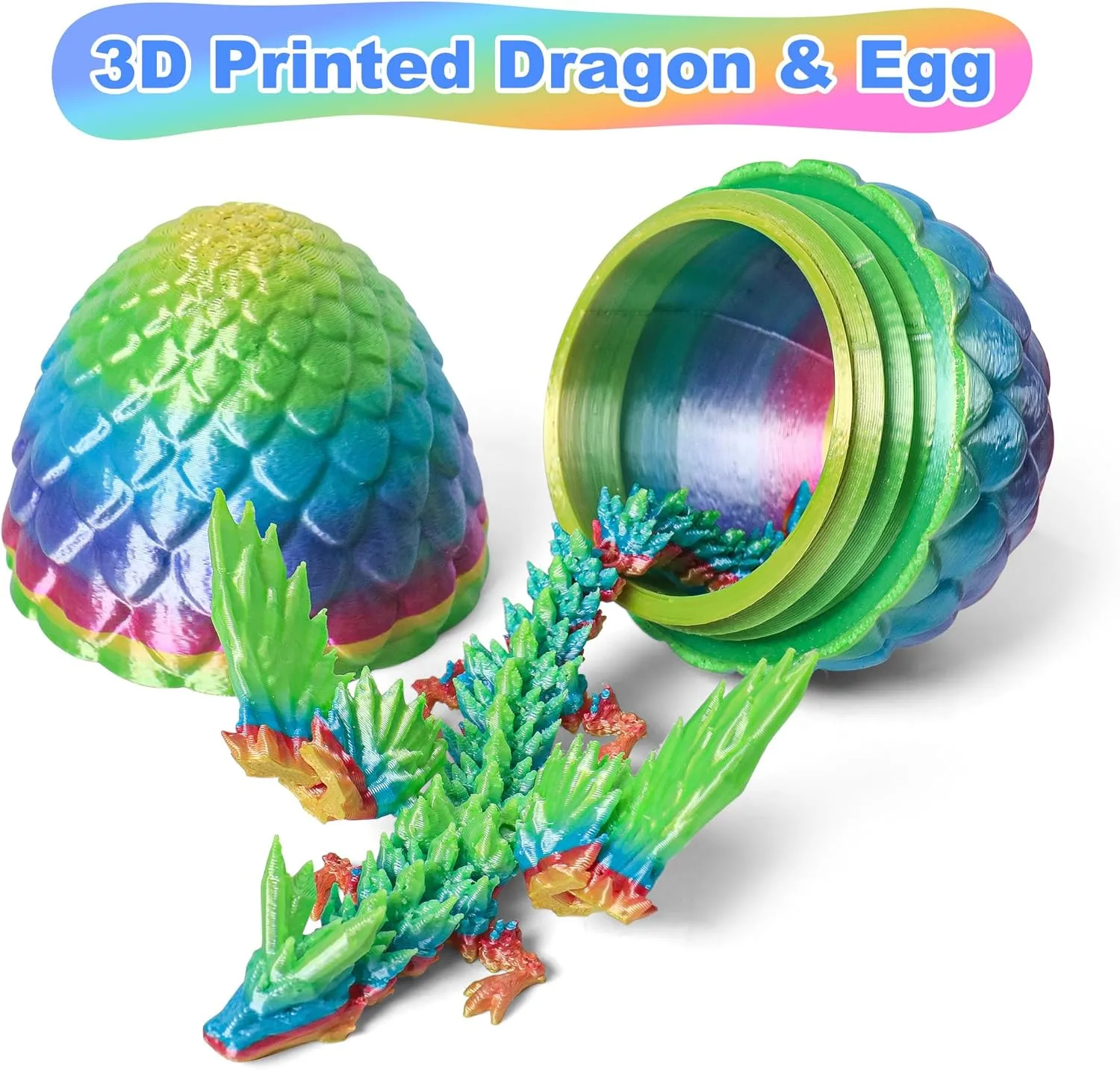 Easter Mystery Dragon Egg Articulated Crystal Dragon Fidget Toy, Surprise chondrite prior 3D Printed Dragon Egg with Wings Flying Animals Toy Easter Basket Stuffers 4PCS(B) 3D Printed Dragon Eggs with Dragon Inside, 