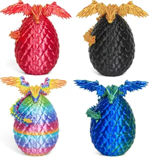 Easter Mystery Dragon Egg Articulated Crystal Dragon Fidget Toy, Surprise chondrite prior 3D Printed Dragon Egg with Wings Flying Animals Toy Easter Basket Stuffers 4PCS(B) 3D Printed Dragon Eggs with Dragon Inside, 