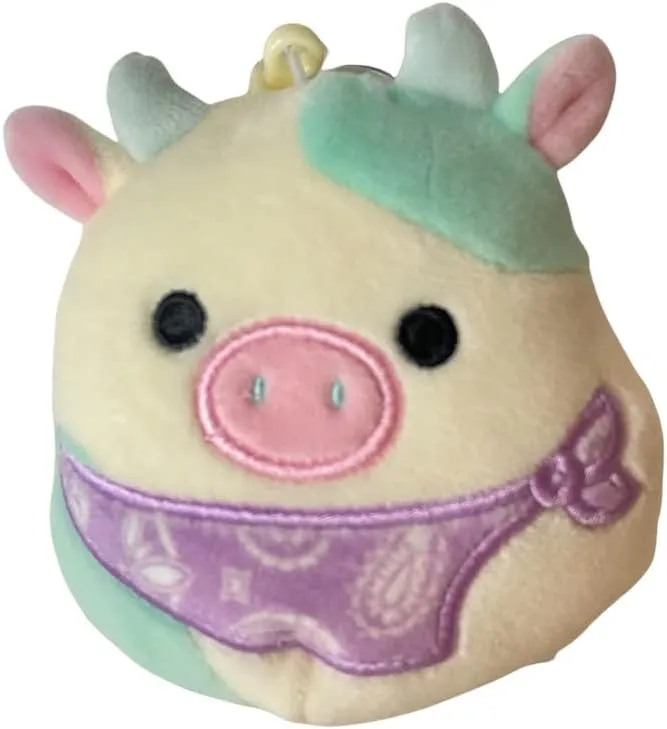 Easter Squad Squishy Soft Plush Toy Animal diviner western extract novelty (3.5 Inch Clip, Belana Cow (Purple Bandana)) Squishmallows Official Kellytoy 