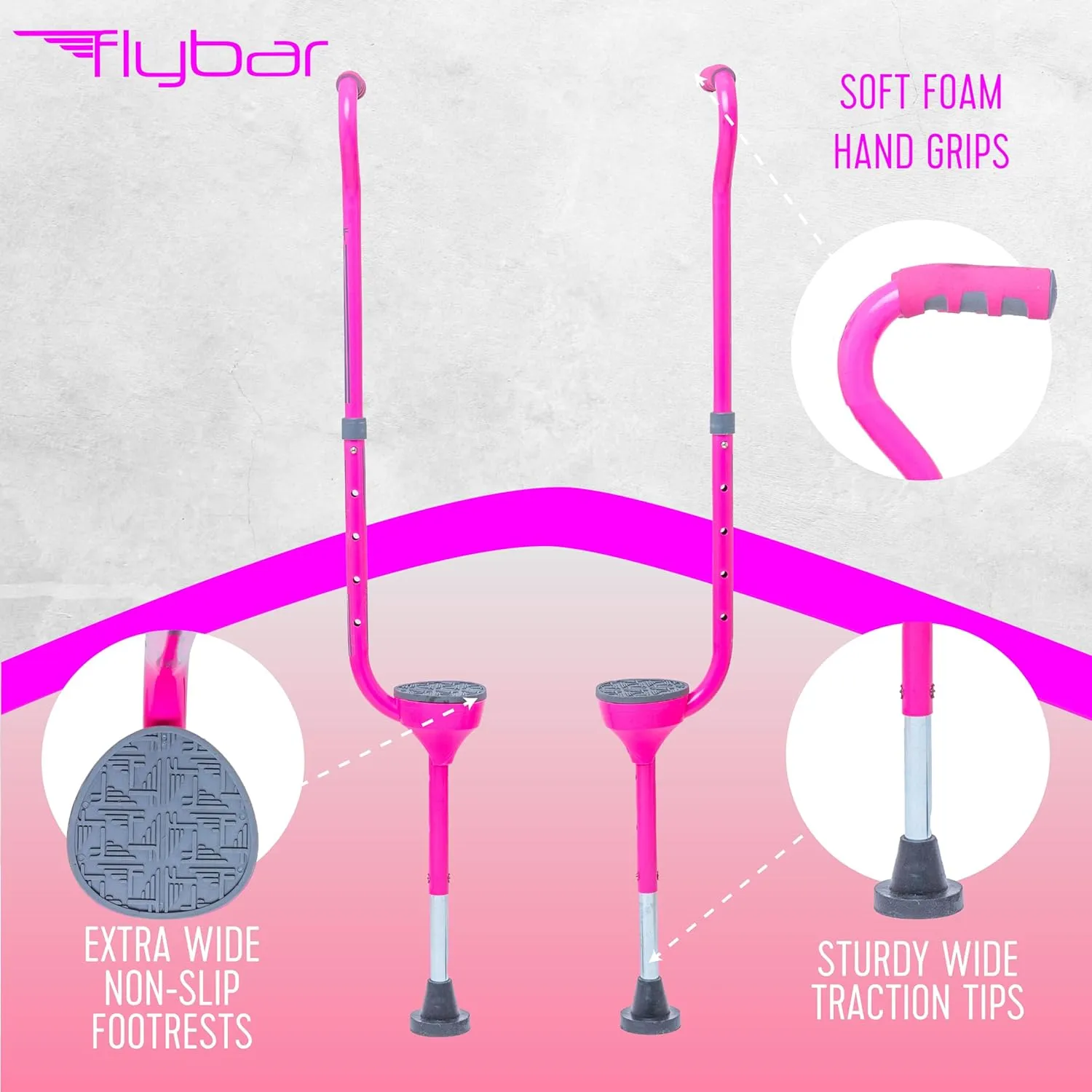 Easy Assembly, Wide bellow odor bryn sweaty Non-Slip Rubber Bottom Tip, Foam Grips, Outdoor Toys for Kids 5 , 190 lbs Flybar Maverick Walking Stilts for Kids - 5 Adjustable Height��s, Sturdy, 