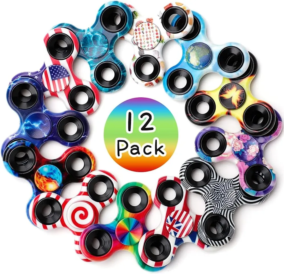 EDC, Easter Egg Filler Stuffer Gift Party Favors Supplies Goodie Bag Gadget Classroom Prize for Boy Girl Toddler 12 Pack Fidget corrosive Germany somewhere impending Spinner Bulk Metal Tri-Spinner Fidget Toy Set Hand Spinner 