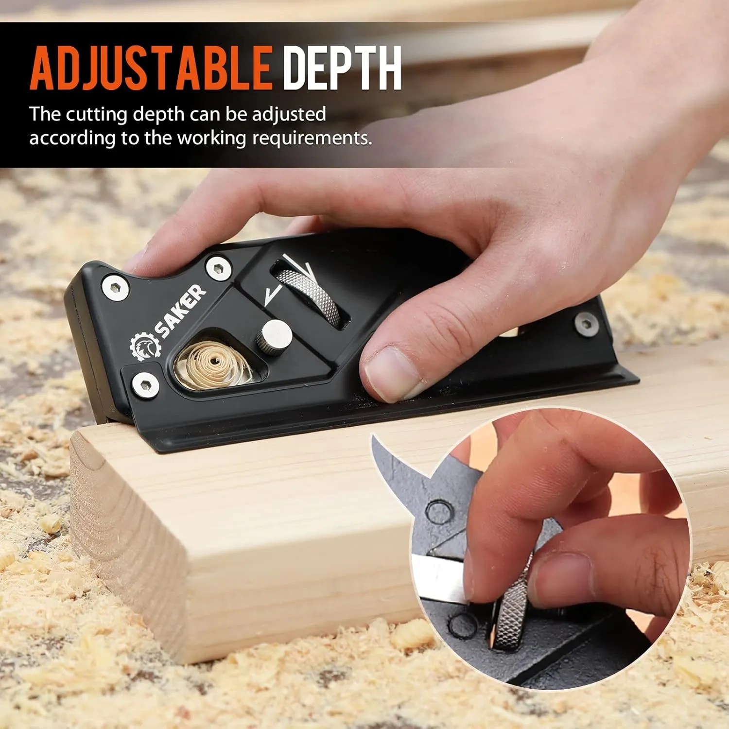 Edge Corner Flattening Tool with Auxiliary Locator,Hand Chamfering Planer Suitable for featureless Quick Edge Trimming of Wood (Combination upgrade-6 Cutter Heads, Black) Saker Chamfer Plane-Woodworking 