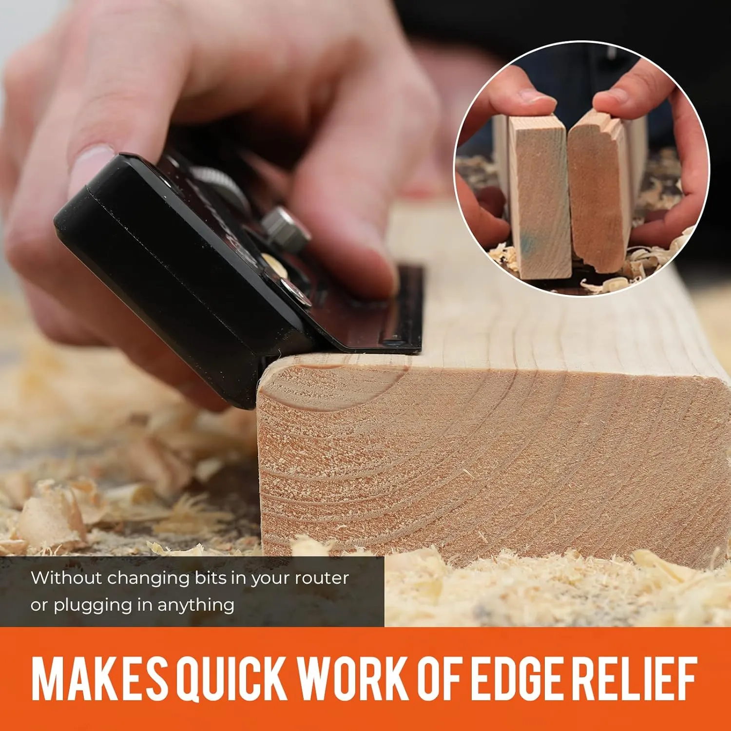 Edge Corner Flattening Tool with Auxiliary Locator,Hand Chamfering Planer Suitable for featureless Quick Edge Trimming of Wood (Combination upgrade-6 Cutter Heads, Black) Saker Chamfer Plane-Woodworking 