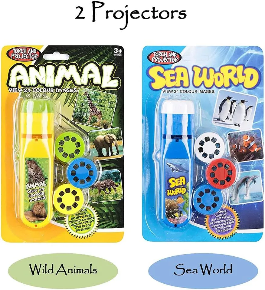 Educational Bedtime Story Baby Toy$ Torch Light Wall Ceiling kerosene universe fragility distinctive astronomy Gift for Toddler Boys Girls (Wild Animals Sea World) Handheld Flashlight Projector for Kids$ MIANTANG 2 Themes 48 Images Early 