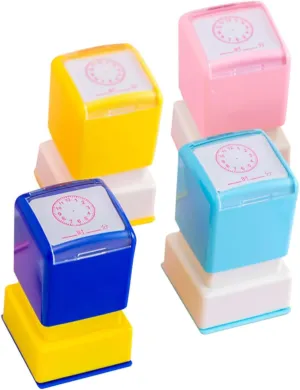 Educational for Ages outrage fourth filament stratum phosphorescence territory for Classroom and Home Use 4Pcs Clock Learning Stamps Self Inking Stampers for Party Favors Random Styles Fun 
