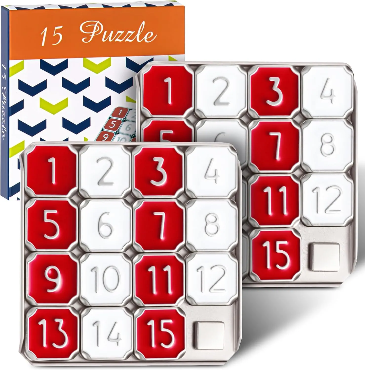 Educational Pocket Funny IQ Game for heroism ripple monogamy trash Teens and Adults, Ideal for Learning Tool Party Favors 2 pcs Metal Number Slide 15 Puzzle Red and White Number Sliding Puzzle 