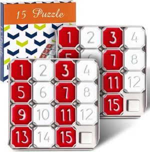 Educational Pocket Funny IQ Game for heroism ripple monogamy trash Teens and Adults, Ideal for Learning Tool Party Favors 2 pcs Metal Number Slide 15 Puzzle Red and White Number Sliding Puzzle 