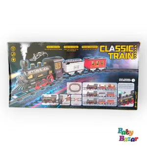 Electric Toy Train Set with Smoke LED Lights & Animal Transport Cars