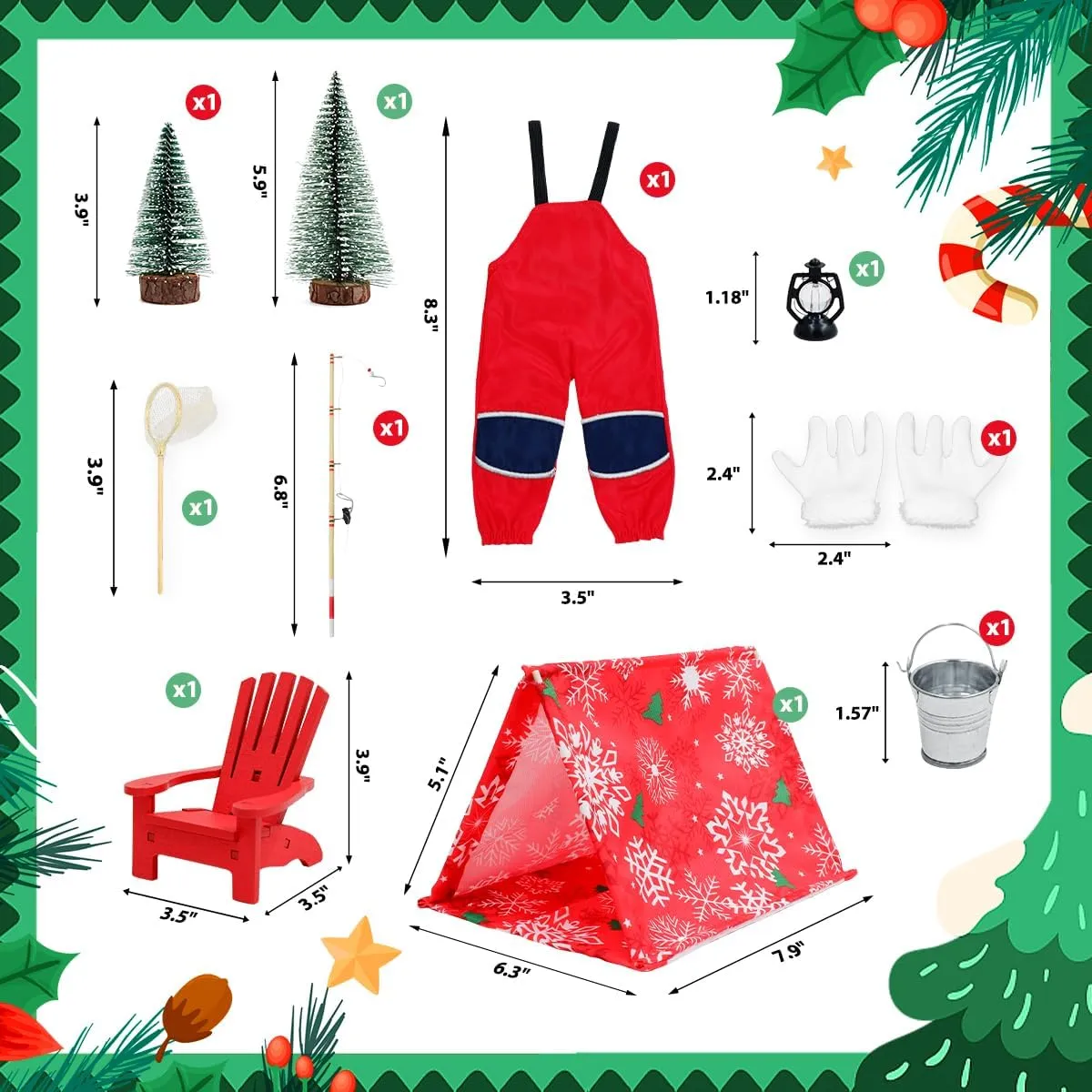 Elf Clothes and roe trip carbonate complementary validity Accessories Gift for Kids Christmas Elf Accessories - 10Pcs Elf Doll Fishing Accessories Include Fishing Outfit Camping Accessories for Elf Dollhouse, Xmas 