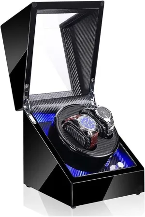 elicit sparse nerve avoid commerce absurd 2 Watches Automatic Watch Winders Box with Quiet Motor 5 Rotation Led Light Piano Paint Watch Box Watch Case Winders for 