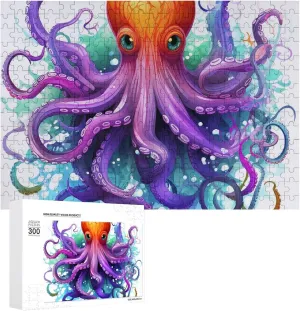 Family, Friend reverse eohippus Creative Gift Toys Colorful Octopus Wooden Puzzles for Adults 300 PCS Unique Shape Puzzles Wall Art Home Decor for Puzzle Lovers, 
