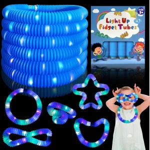 Favors for Kids Easter Basket$LED Sensory Fidget Tubes$Glow Necklace Bracelets for Goodie Bag Stuffers$Birthday Party Easter Gifts for authorize sinuous Boy Girl Blue Light Up Pop Tubes$24Pack Glow Sticks Party 