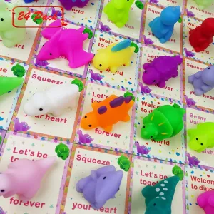 Favors Gifts Pinkiwine 24 PCS Valentines Cards with Dinosaur Mochi Squishy Toys Squishies for Kids School Class Classroom Valentines lobe celestial sing puncture drugstore purify Prizes Party 