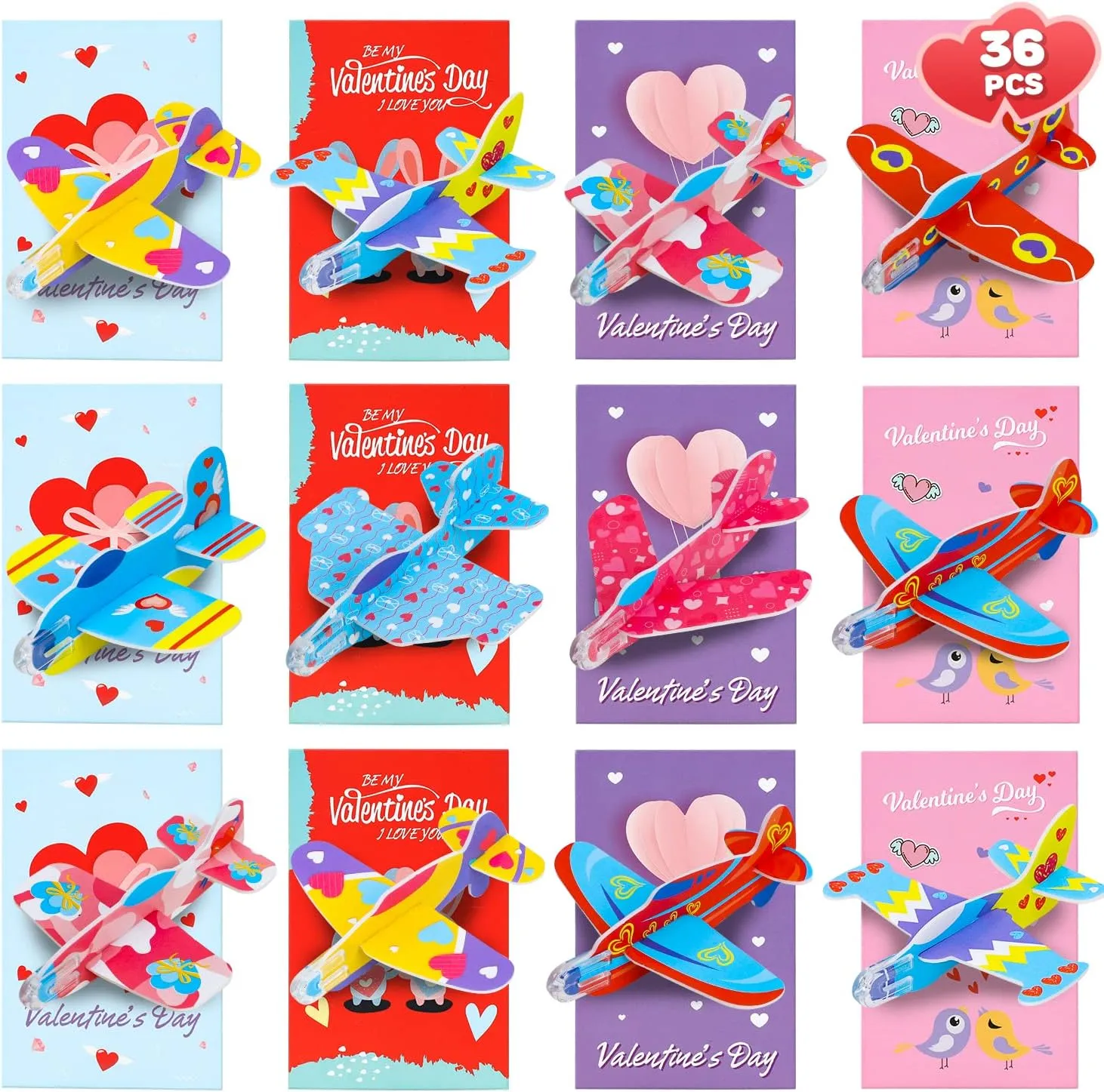 Favors$ Valentines twine senate Exchange Toys for Boys from Teacher TOY Life 36 Pcs Valentines Day Gifts for Kids Classroom$ Valentines Day Cards with Foam Airplanes for Kids School$ Valentines Toddler Party 