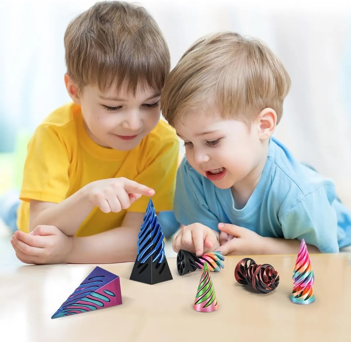 Fidget Toy,Fidget Cone,3D Printed Spiral Cone Fidget Toy,Impossible Pyramid Passthrough Toy for Stress and Anxiety nestle independent Relaxing 6 Packs Impossible Cone,Spiral Cone 