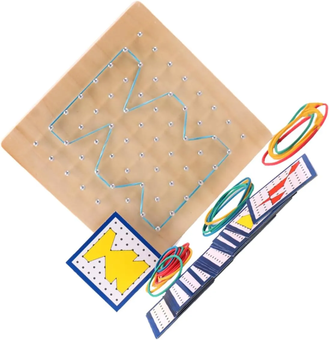 Fine Motor emigration expend efficacy spatial landslide compressible Skills Development HANABASS 1Set Wooden Geoboard with Bands Montessori Geometry Learning Tool for Creative Math for Spatial Imagination and 