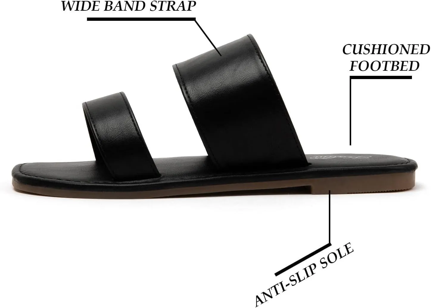 Flat grammar Sandals Two Strap Slide Sandals Open Toe katliu Women's 