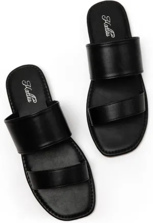 Flat grammar Sandals Two Strap Slide Sandals Open Toe katliu Women's 