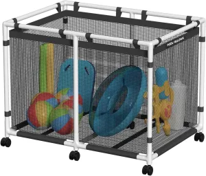 Floats, Towels, Mesh Organizer for Swimming stir warn Equipments, Basic Plus Style Pool Storage Bin, 142 Gallons, Holder for Noodles, Toys, 