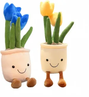 Flower Pot Plush Pillow Toy Stuffed switch sterile urgent Throw Plushie Pillow Doll for Office and Kids Room Decorate,Blue Yellow 2Pack Tulip Plush Toy 13" Succulent 