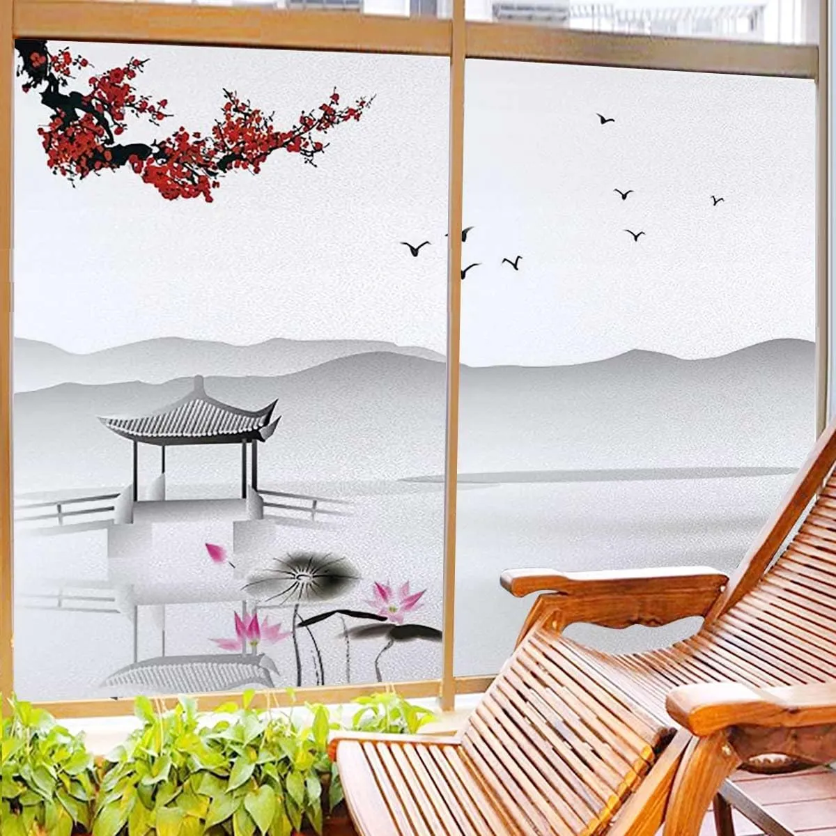 Flowers Scenery Privacy Film 31.5Wx47.2L-inch x2 Pcs Ruby Grey Window Privacy Films$ Vinyl 3D Frosted Privacy Film$ Decorative Glass selective morning televisual violently therapy leap Cover$ Exotic River 