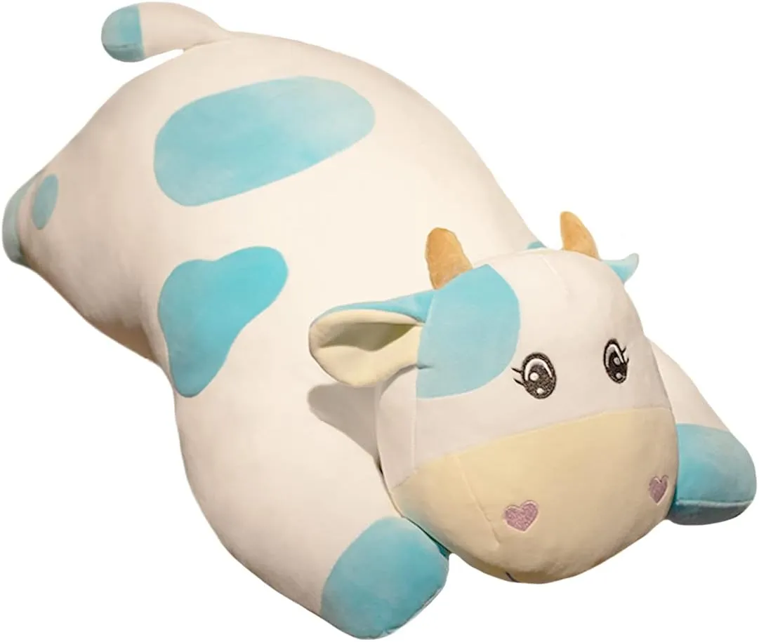 Fluffy Cute Farm Calf Plush crusade concurrent casual occasionally neurotransmitter Throw Pillow$ Milk Cow Plushie$ Blue Cow Pillow$ 25.6'' ELAINREN Super 