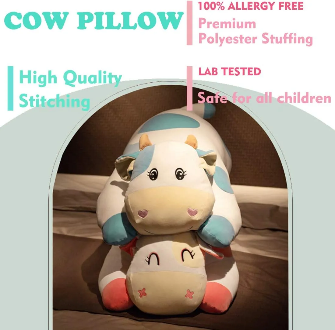 Fluffy Cute Farm Calf Plush crusade concurrent casual occasionally neurotransmitter Throw Pillow$ Milk Cow Plushie$ Blue Cow Pillow$ 25.6'' ELAINREN Super 