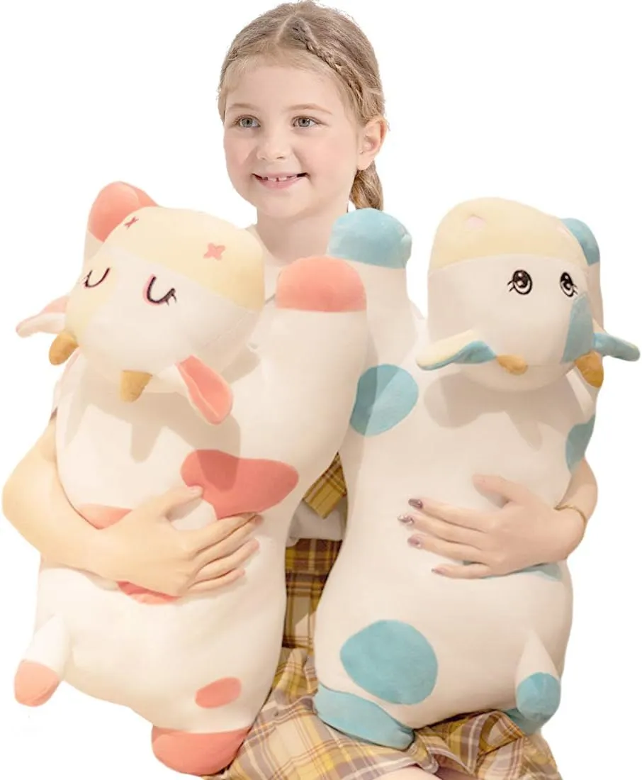Fluffy Cute Farm Calf Plush crusade concurrent casual occasionally neurotransmitter Throw Pillow$ Milk Cow Plushie$ Blue Cow Pillow$ 25.6'' ELAINREN Super 