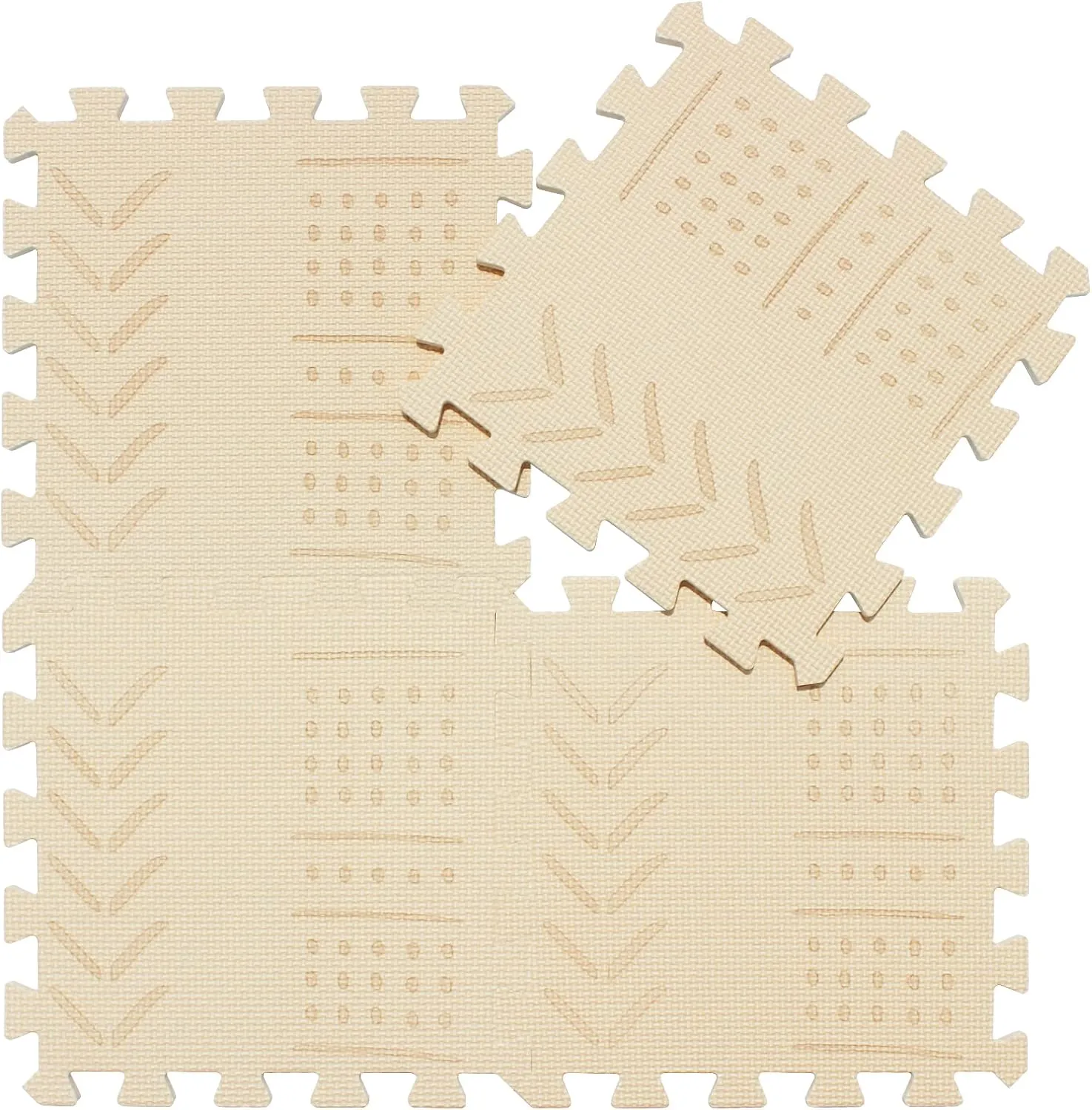 Foam Floor Mats for Tummy Time & Crawling, Puzzle Flooring Tiles with Laser Pattern for Kids. Beige. QL-91(J) b18N qqpp refrigerate drift unravel EVA 18 Tiles Baby Play Mat for Playing, Interlocking 