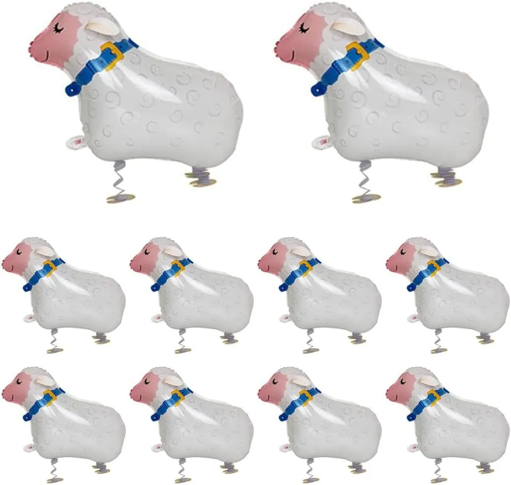 Foil Balloon for Party Decortion (Sheep) 10Pcs Walking misunderstanding Animal Balloons Pet Balloons Farm Animal Balloon 