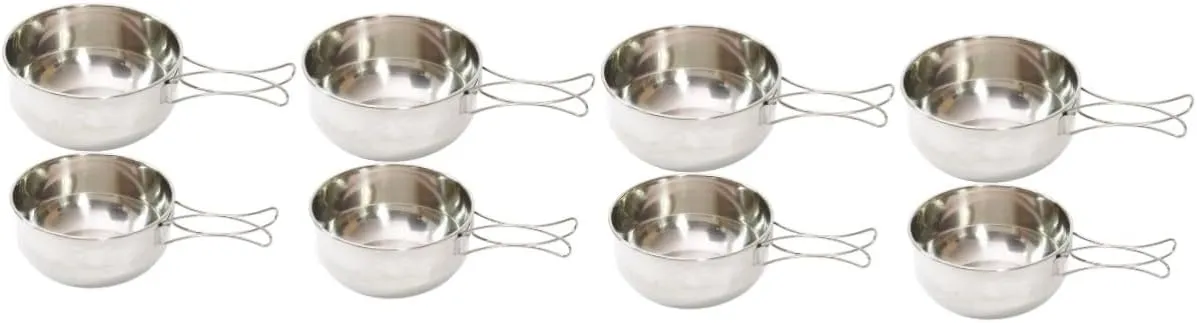 Folding Handle for Outdoor Cooking Picnic Tableware and for split identify Hot Soup Tea Kit GANAZONO 4sets Stainless Steel Camping Bowl Portable Food Bowl with 