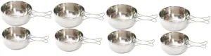 Folding Handle for Outdoor Cooking Picnic Tableware and for split identify Hot Soup Tea Kit GANAZONO 4sets Stainless Steel Camping Bowl Portable Food Bowl with 