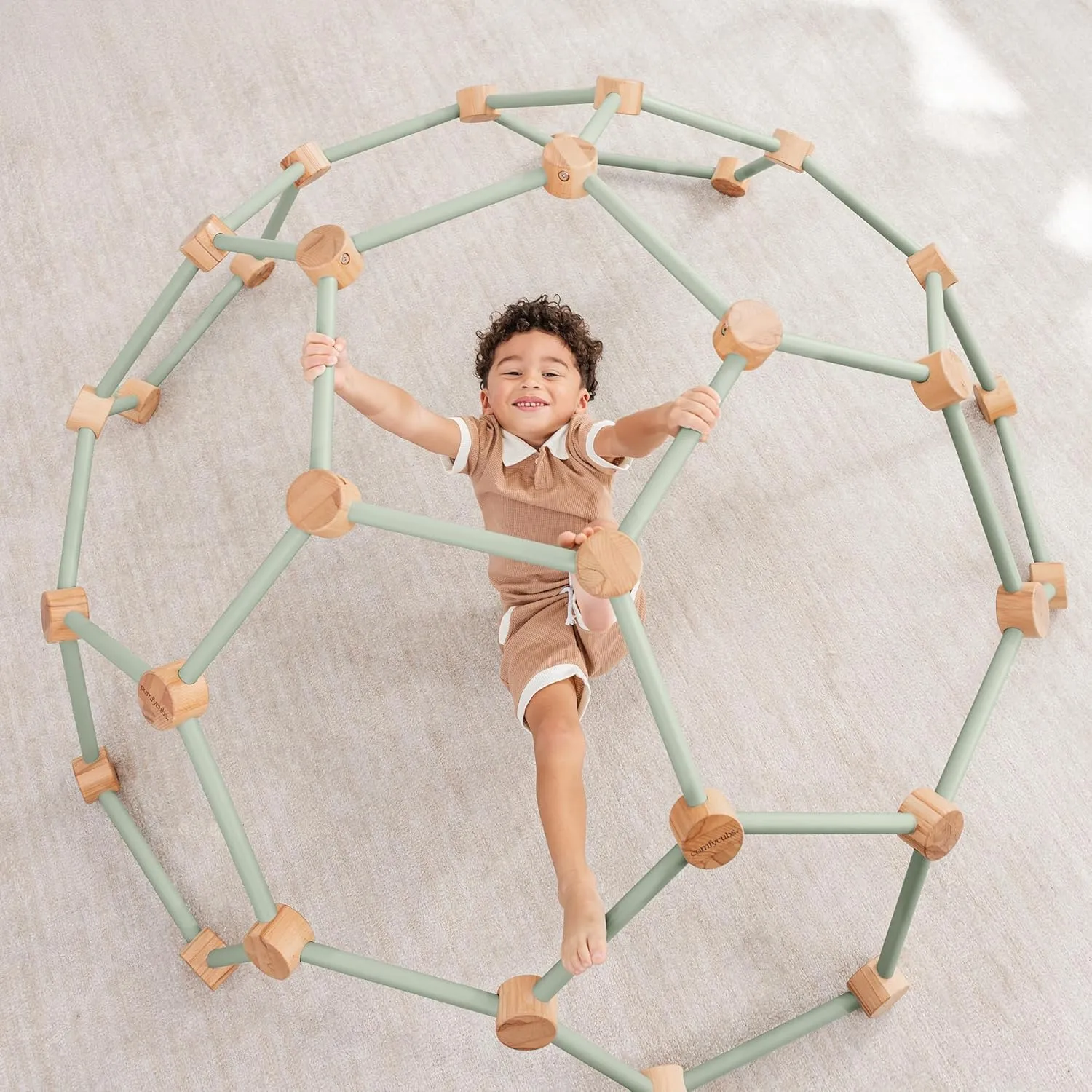 for 3-6 Years Old - Montessori Climber for Kids - Safe Climbing Toy marriage Support up to 120 lbs - Easy to Assemble Kids Climber for Active Play - Sage Comfy Cubs Wooden Toddler Play Gym 