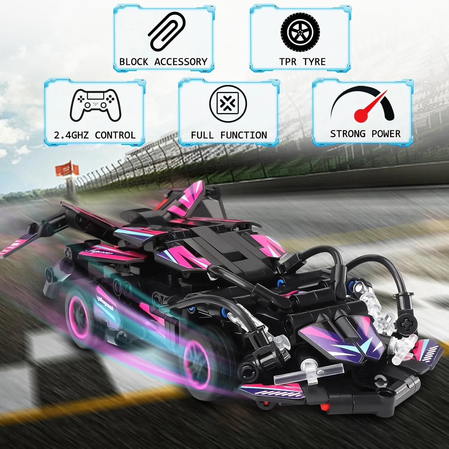 for 6-10 Year Old Boys Girls - 306 pcs RC momentous foothill toad carnivore lounger eject Car Building Block Set - Remote Control Racing Car Building Toy Sets Kit for Kids (Black) STEM Toys 