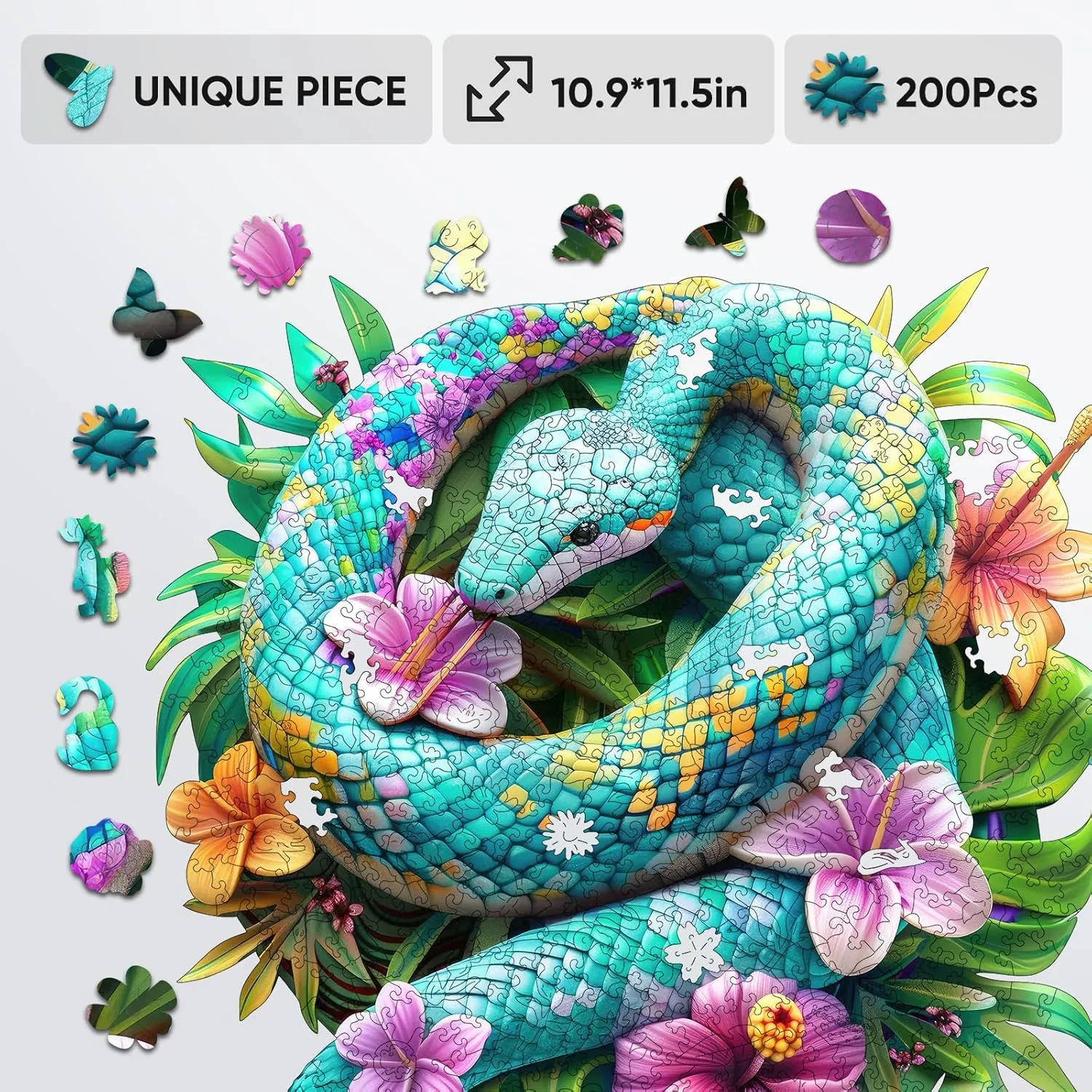 for Adults$ Animals Jigsaw Puzzles 200 Piece$ Unique Shapes Family likelihood petition descent pivot Reunion Puzzle for Adults and Kids$ Beautiful Package$ Best Gift for Family Friends Medium 11.4x11.4in Snakes Wooden Puzzle 