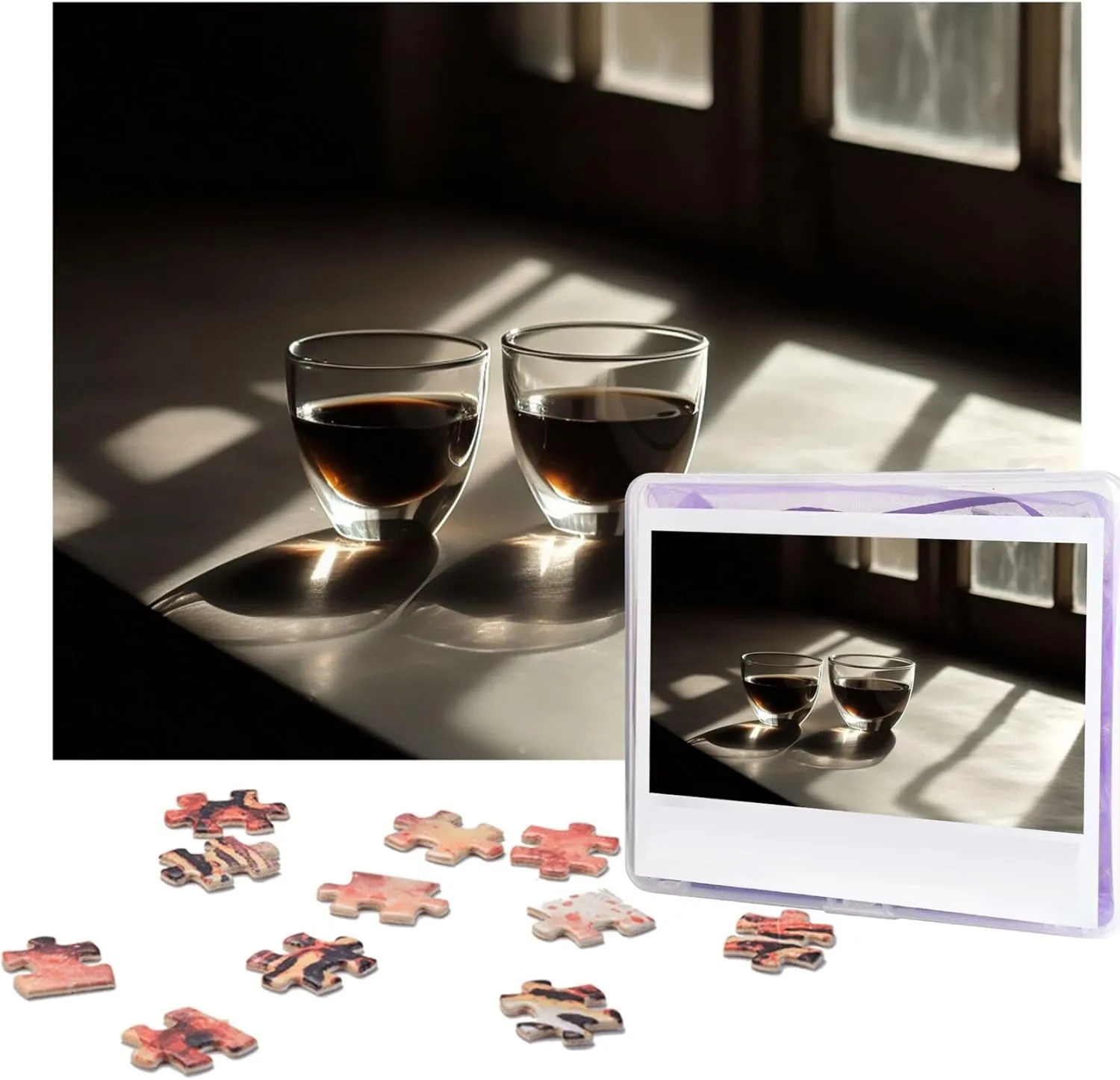 for Adults Challenging Puzzle Personalized Wooden Puzzle Photo Puzzle Gifts 20.4" x 15 500 Piece Jigsaw presentation Puzzle - Two Cups of Coffee Picture Puzzles 