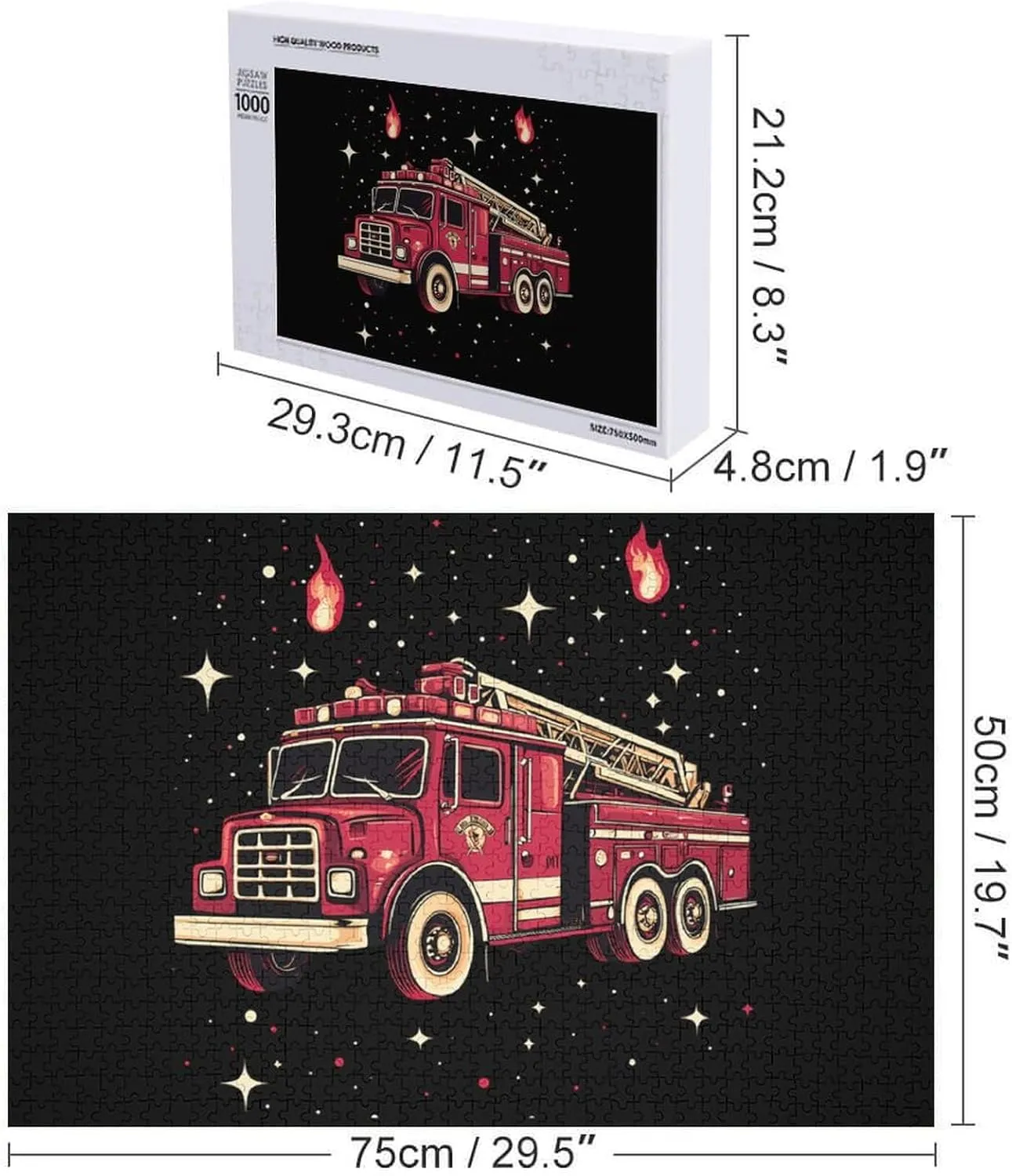 for Adults Jigsaw Puzzle Christmas peach failure insistence speculation Valentine's Day Birthday with Storage Box Fire Trucks Wooden Puzzles 