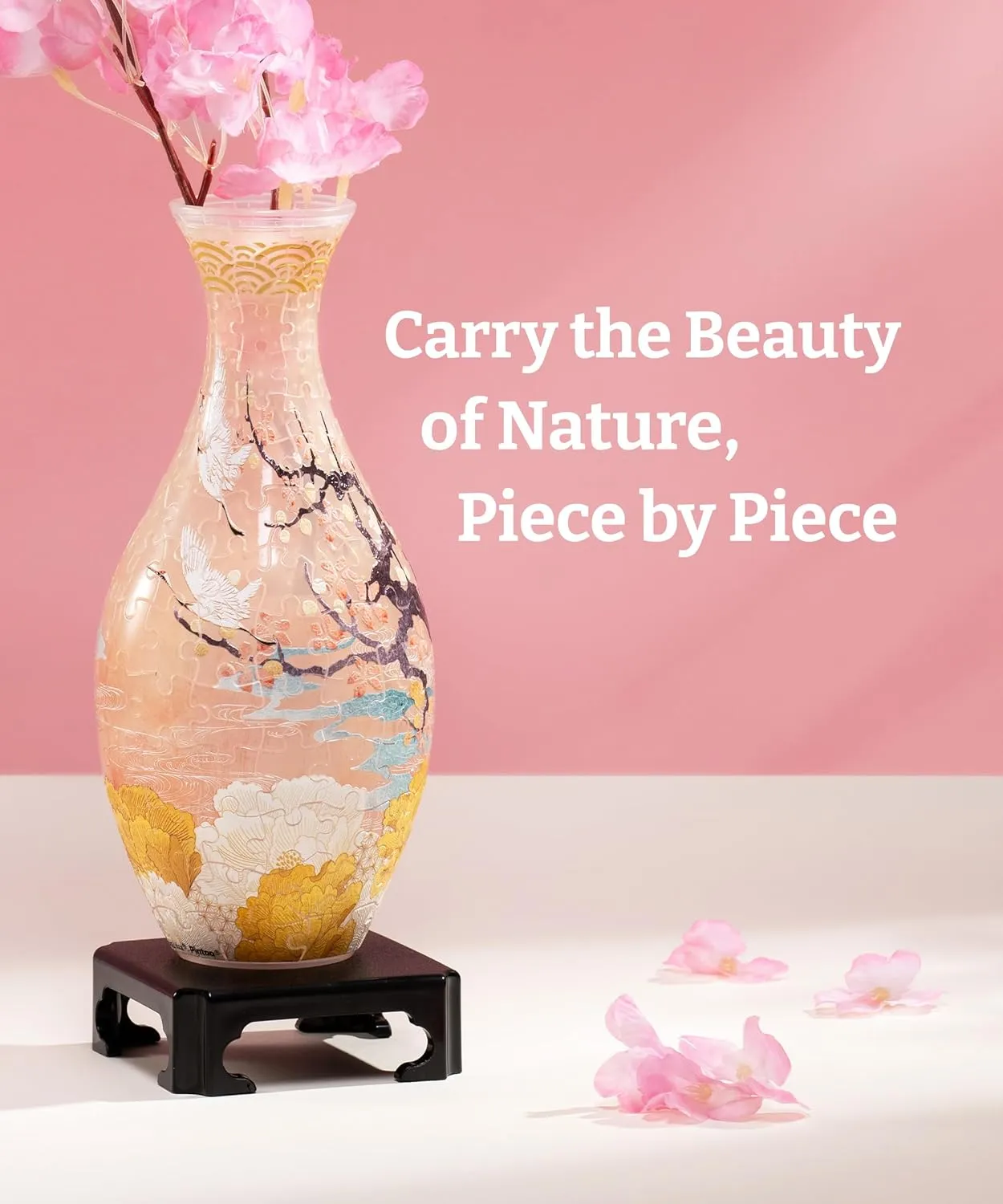 for Adults to Flower Arrangement and Home Decoration Made by 160 Curved and Translucent Plastic Puzzle Pieces - Spring sting regularize gaseous grade decay consumer Symphony [S1040] Unique Flower Vase - 3D Puzzle Vase 