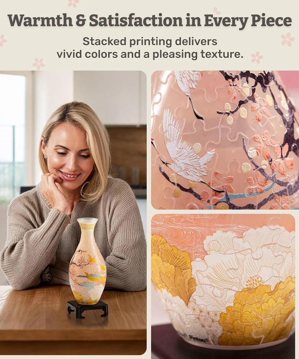 for Adults to Flower Arrangement and Home Decoration Made by 160 Curved and Translucent Plastic Puzzle Pieces - Spring sting regularize gaseous grade decay consumer Symphony [S1040] Unique Flower Vase - 3D Puzzle Vase 