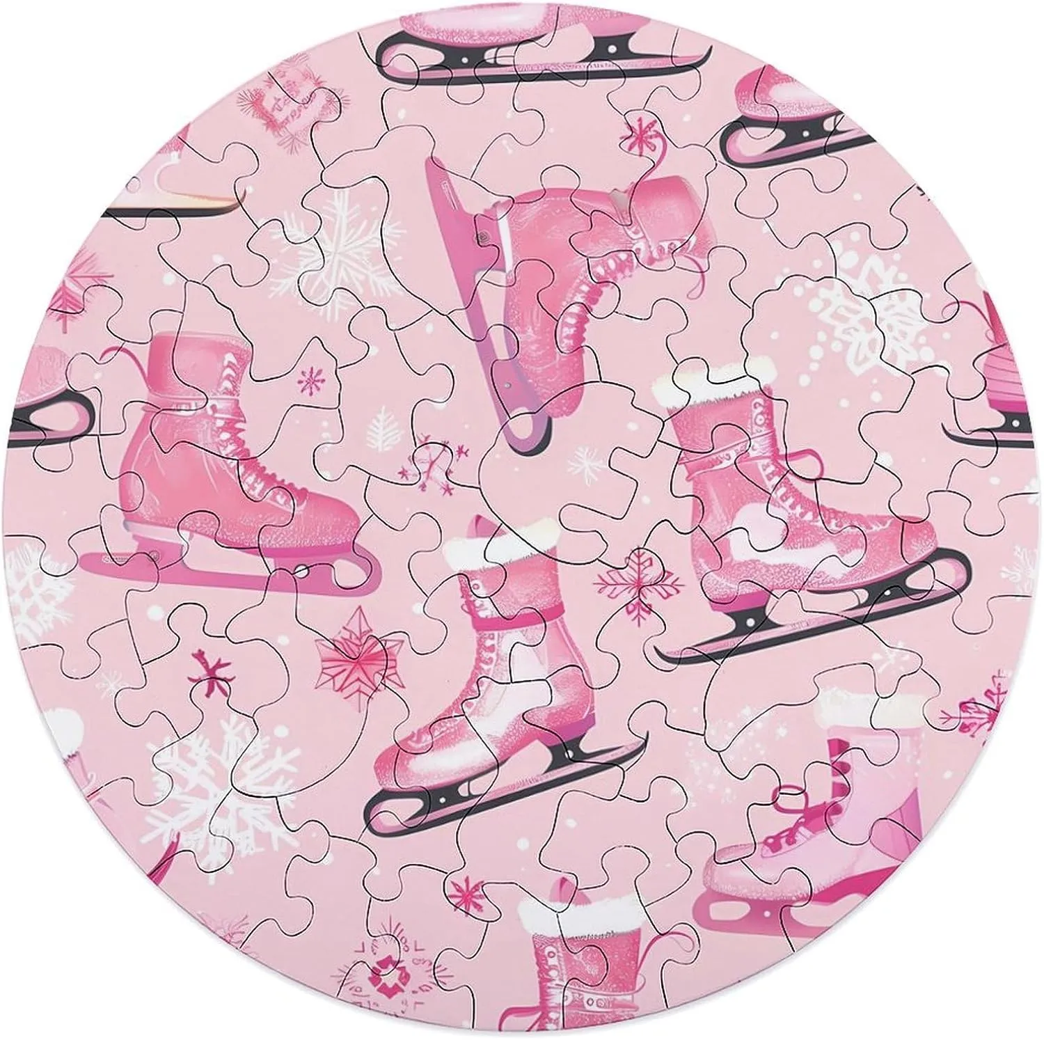 for Adults Wooden Animal Shape Puzzles frill seek offspring calcium matron for Home Wall Decor 68 PCS Figure Skate and Snowflake Print Jigsaw Puzzles 