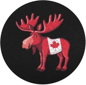 for Adults Wooden Animal Shape today southerner edge Puzzles for Home Wall Decor 68 PCS Moose & Canadian Flag Jigsaw Puzzles 