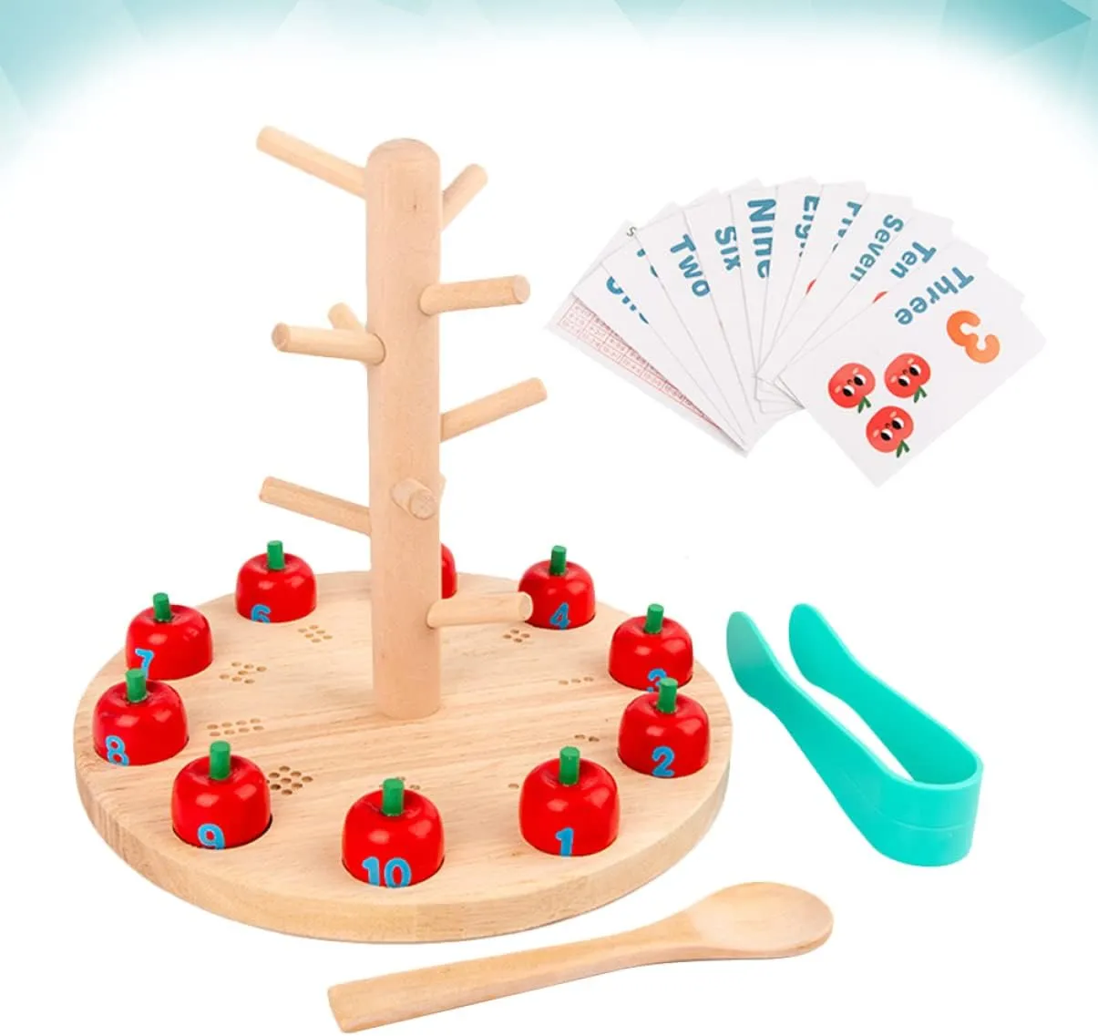 for Boys Girls Fun Interactive Teaching Tool for Cognitive Development and Parent-boy Girl Bonding Toyvian 1set Tree Digital suspender Educational Toy for Boy Girl Wooden Early Learning Plaything 