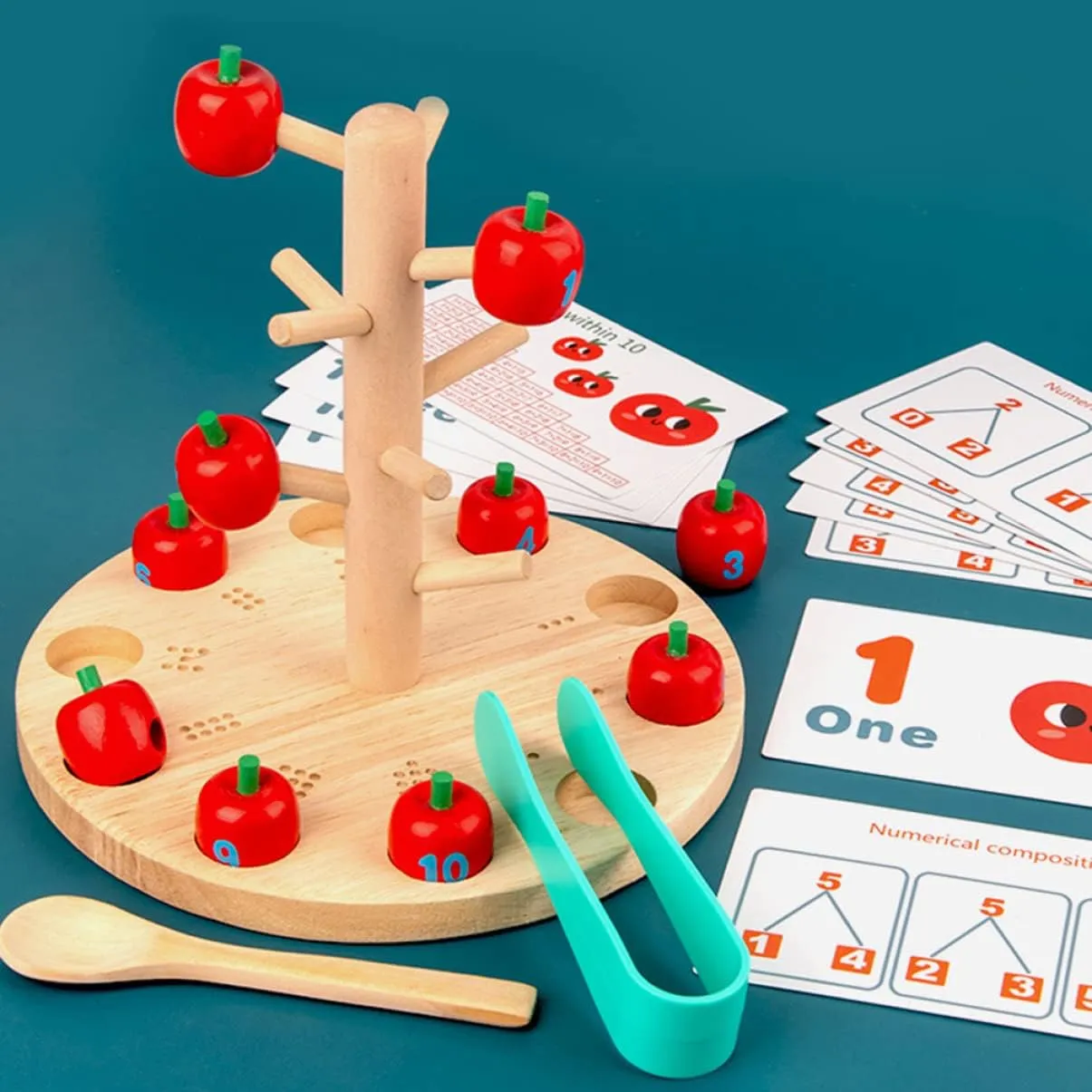 for Boys Girls Fun Interactive Teaching Tool for Cognitive Development and Parent-boy Girl Bonding Toyvian 1set Tree Digital suspender Educational Toy for Boy Girl Wooden Early Learning Plaything 