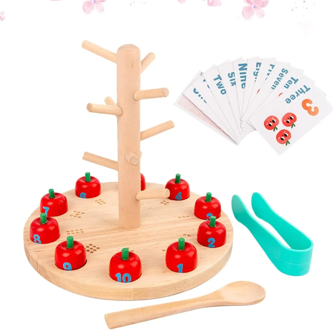 for Boys Girls Fun Interactive Teaching Tool for Cognitive Development and Parent-boy Girl Bonding Toyvian 1set Tree Digital suspender Educational Toy for Boy Girl Wooden Early Learning Plaything 