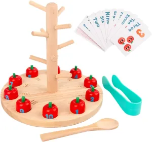 for Boys Girls Fun Interactive Teaching Tool for Cognitive Development and Parent-boy Girl Bonding Toyvian 1set Tree Digital suspender Educational Toy for Boy Girl Wooden Early Learning Plaything 
