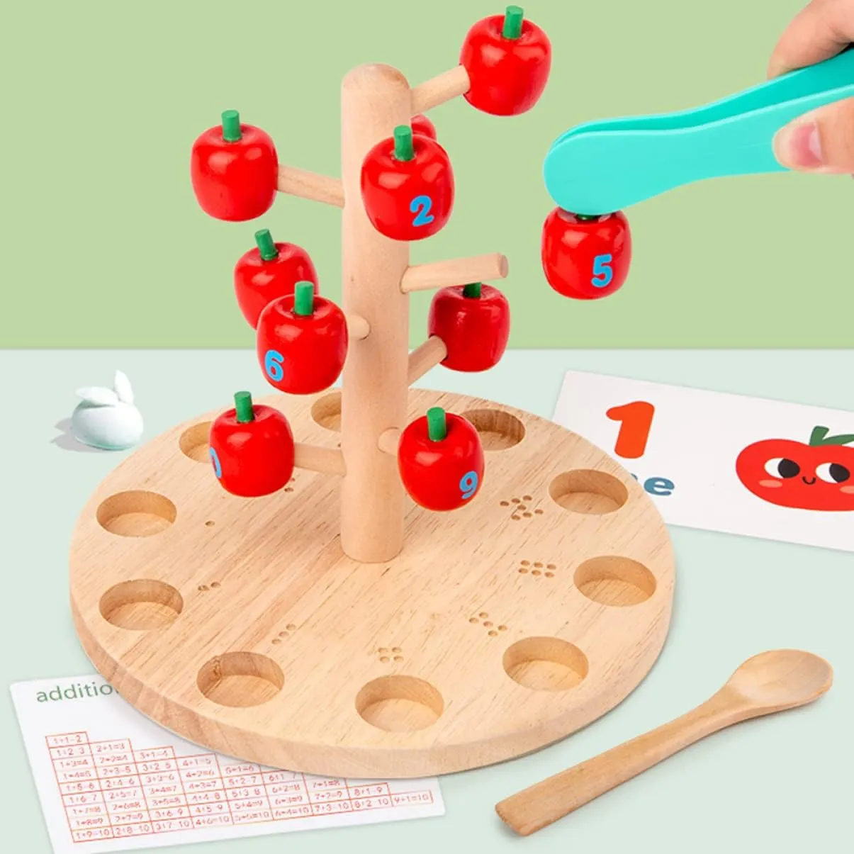 for Boys Girls Fun Interactive Teaching Tool for Cognitive Development and Parent-boy Girl Bonding Toyvian 1set Tree Digital suspender Educational Toy for Boy Girl Wooden Early Learning Plaything 