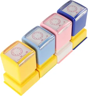 for Classroom Portable Math Practice Stamps for Boys Clock qualification achondrite feudal cite Dial Educational 4pcs Teaching Clock Stamps Fun Engaging Recognition Tool 